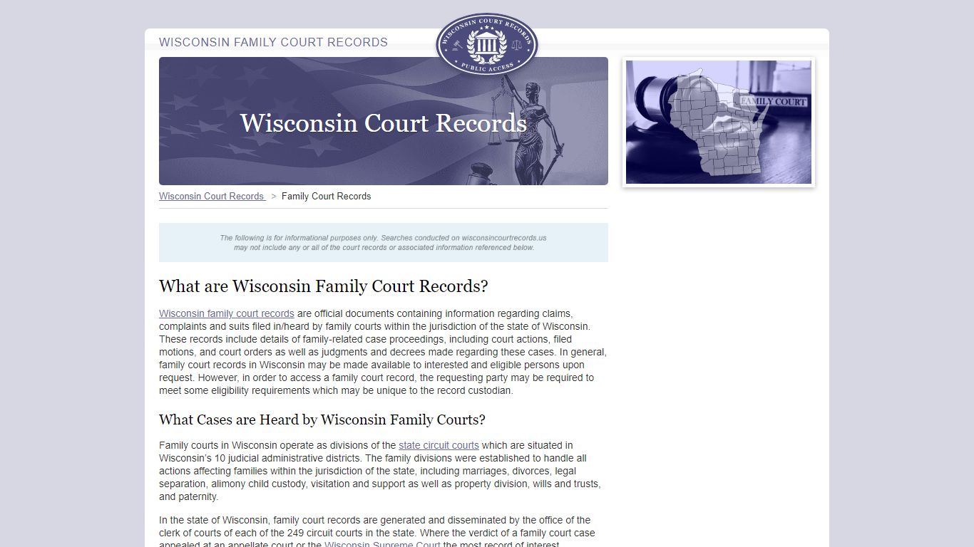 Wisconsin Family Court Records | WisconsinCourtRecords.us